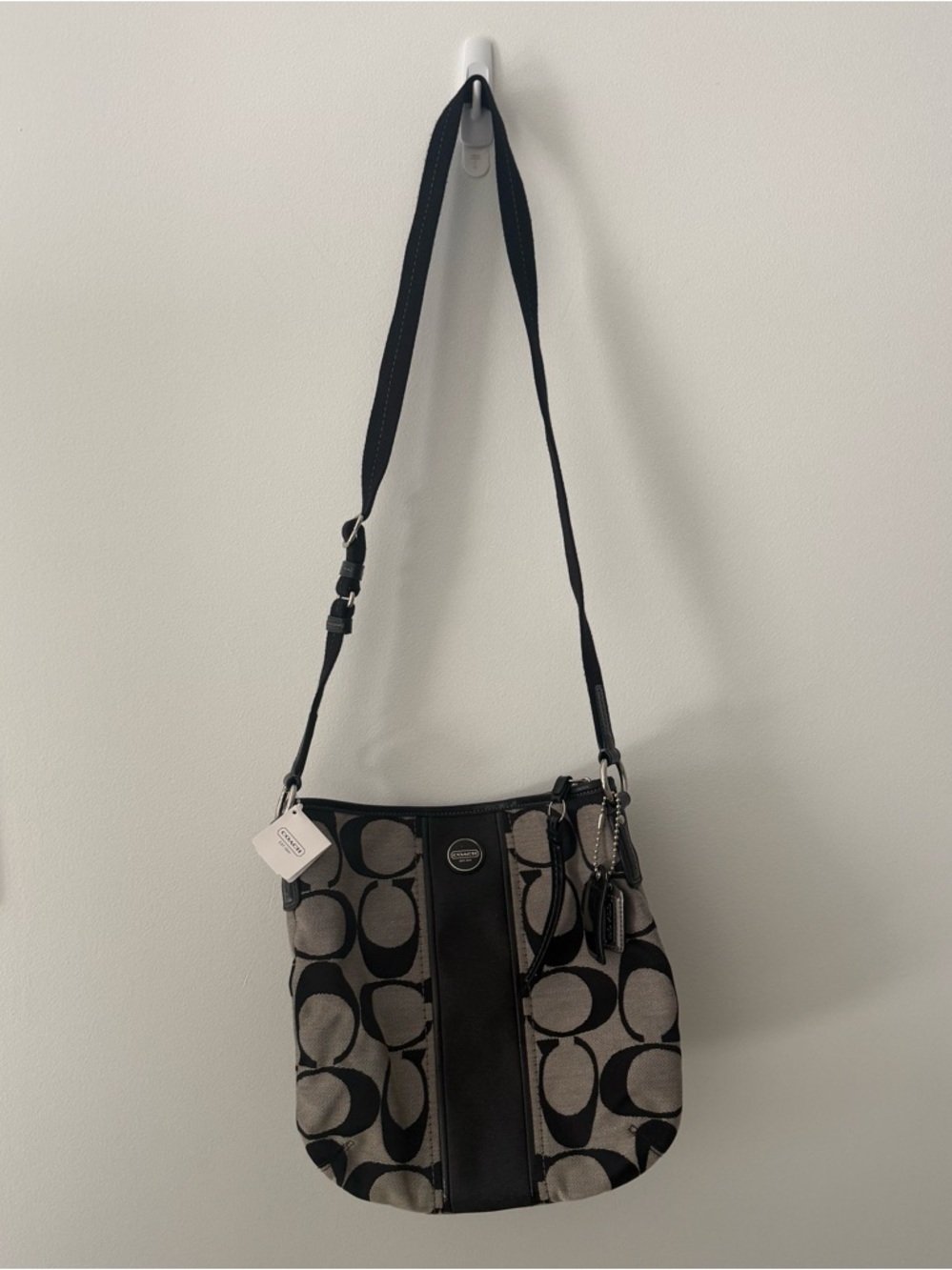 NWT Coach Vintage Soho Black Leather and Signature C Canvas Crossbody Bag